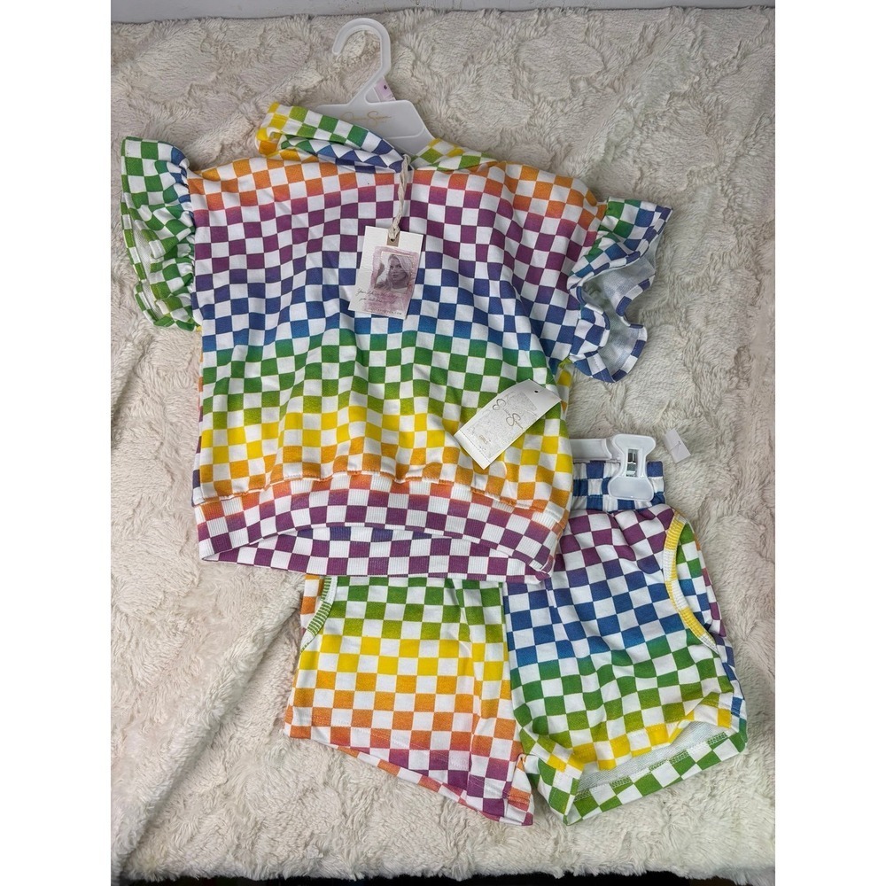Jessica Simpson colorful checkerd set NWT  size 6